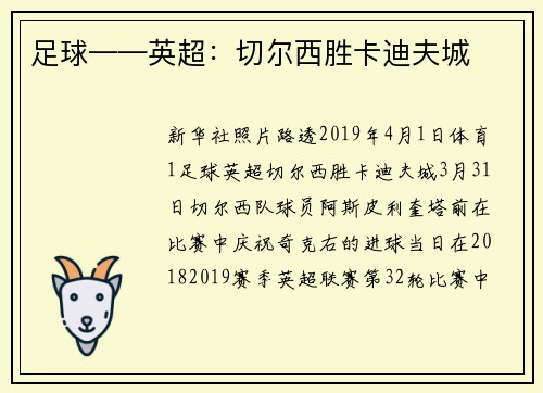 足球——英超：切尔西胜卡迪夫城